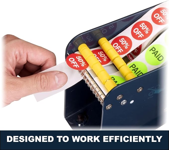 MDJ by Excell Manual Metal Label Sticker Dispenser with 4 Suction Cups Base for Tabletop, Adjustable Holder for Multiple Rolls for Office, Home, Warehouse, Easy Peel Off, Fits up to 3" Wide Labels - Image 4