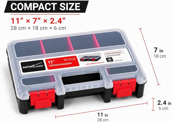 Compact Parts Organizer Box – Small Hardware Storage Case with 9 Compartments & 5 Dividers – Durable Nylon Screw, Bolt, Craft Organizer for Toolbox, Drawer, or Garage Use - Image 3