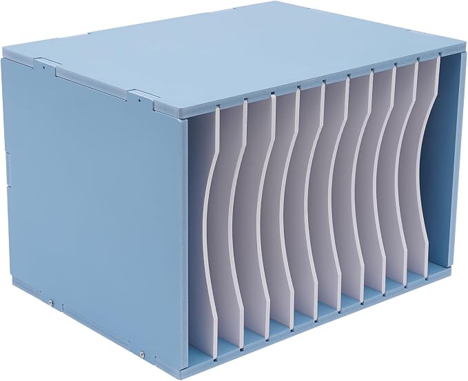 11-Tier Paper Organizer for Desk, Vertical Desktop Sorter Paper Sorter Organizer with Removable Shelf Document Storage Rack Document Holder for Home Office School Blue - Image 3