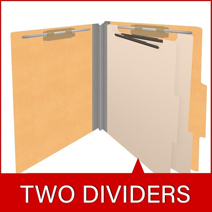Heavy Duty End Tab Color Folders, 2/5 Cut ROC Top Tab, Letter Size, 2 Divider, Gold (Box of 10) - Image 8