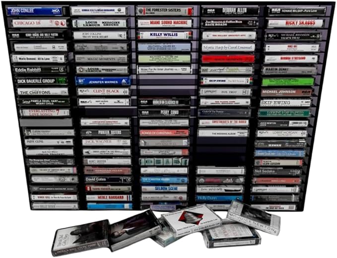 Kingdom Smoky Acrylic Wall Mount Cassette Tape Rack/Stamp Pad Rack for Easy Sorting and Organizing of Cassette Tapes, Stamp Pads, Playing Cards, Card Decks and More,100 Slots by Kingdom%C2%AE