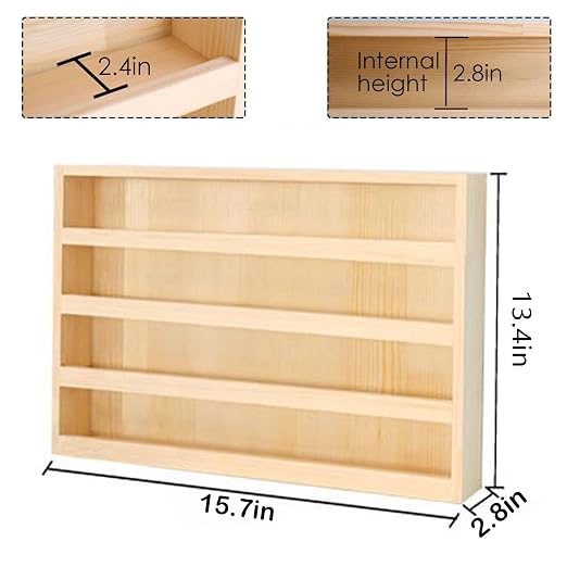 4 Layers Wood Washi Tape Box Organizer Storage with Hanging Hook,Masking Tape Desktop Tape DIY Sticker Roll Tape Cutter Holder Storage,Divider Closet Container Holder for Sewing,Thread - Image 3