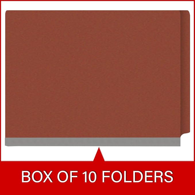 25 Pt. Pressboard Classification Folders, Full Cut End Tab, Letter Size, 1 Divider, Brick Red (Box of 10) - Image 6