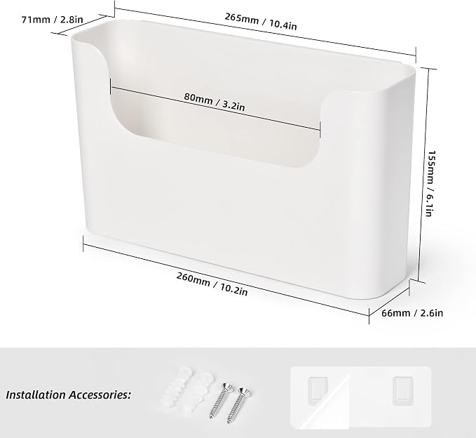 Jomola No Drilling Wall Mount File Holder - Mail Organizer with Adhesive Pad, Off-White (1 Count) - Image 2