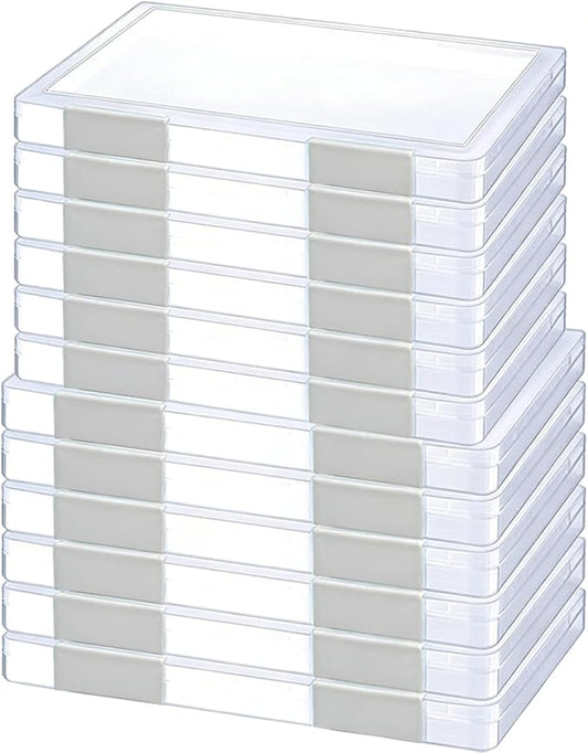 LonlyEagle 12 Pcs Clear A4 File Portable Project Case, Plastic Storage Box for 8.5" x 11" Letter Paper, Scrapbook Paper Storage Boxes Documents Magazines Holder by LonlyEagle