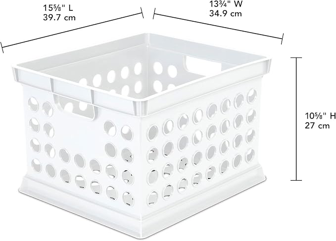 Sterilite Storage Crate Bin File Organizer for Home & Office, White, 6-Pack | Heavy-Duty and Stackable Plastic Boxes and Containers for Desk, Cabinet, Dorm, Garage, or Utility Organization - Image 2