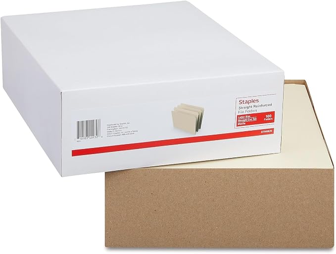 Staples Reinforced File Folders, Letter Size, Straight‑Cut Tabs, Manila, Heavy‑Duty Construction, 100/Box - Image 5