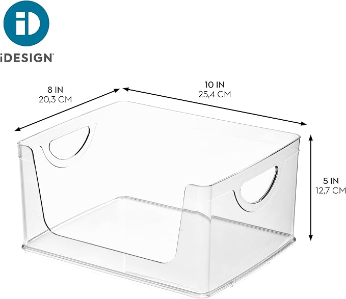 iDesign Stackable Open-Front Storage Bin with Handles, Clear | For Kitchen, Made in USA - Image 4