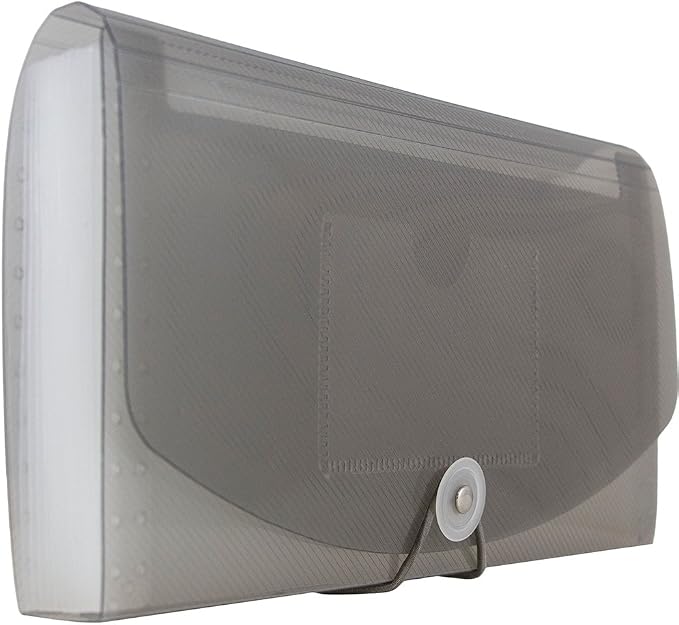 JAM PAPER Accordion Folders - 13 Pocket Plastic Expanding File - Check Size - 5 x 10 1/2 - Smoke Grey - 2/Pack - Image 2