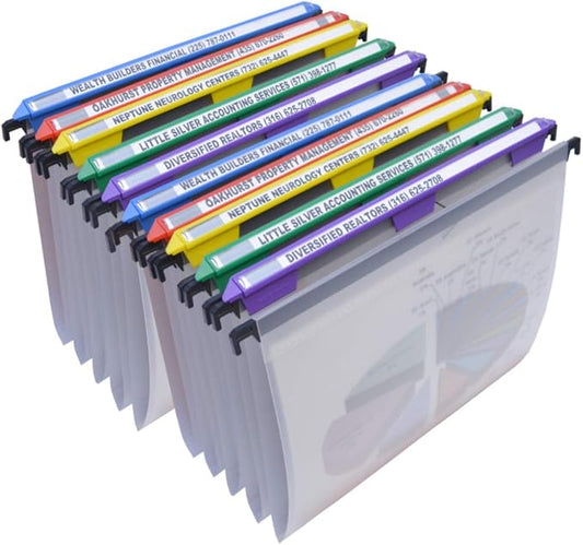 Ultimate Office MagniFile V-Bottom Hanging File Folders, Set of 10 Frost | 11" Magnified Lens DOUBLES The Size of File Titles to FIND FILES FAST and Allows for Longer File Descriptions. Letter Size by UltimateOffice