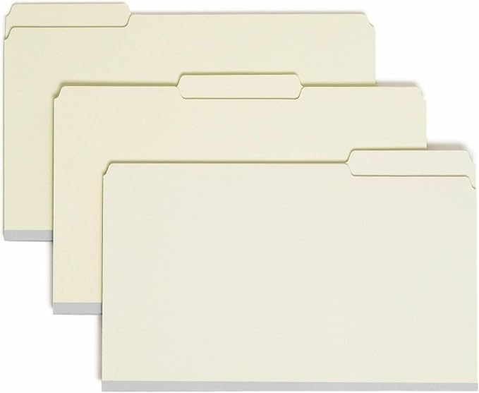 Smead Pressboard File Folder with SafeSHIELD® Fasteners, 2 Fasteners, 1/3-Cut Tab, 2" Expansion, Legal Size, Gray/Green, 25 per Box (19934) - Image 5