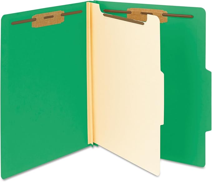Smead Classification Folder with Prongs, 1 Divider, 2" Fasteners, Letter Size, for Documents Organization, Durable File Organizer for Home, School or Office, Green (13702) - Image 4