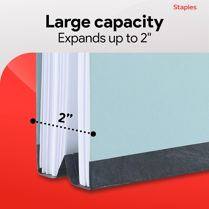 Staples® 60% Recycled Pressboard Classification Folder, 2" Expansion, Letter Size, Blue, 25/Box (ST384868/384868) - Image 3
