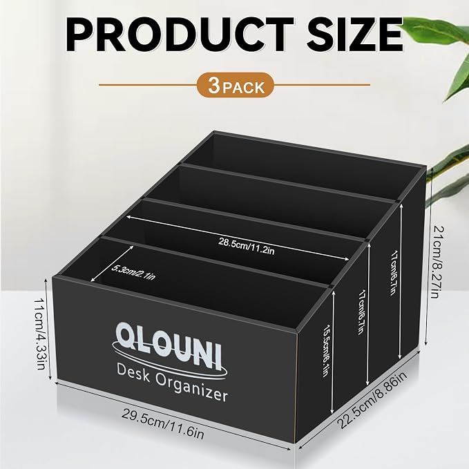 3 Pack Desktop Mail Organizer, 4-Compartment Stepped Mail Sorter for Desk, Letter Holder for Bills, Envelopes, Papers and Documents, Home Office, Reception, Entryway and Countertop, Dorms - Image 2