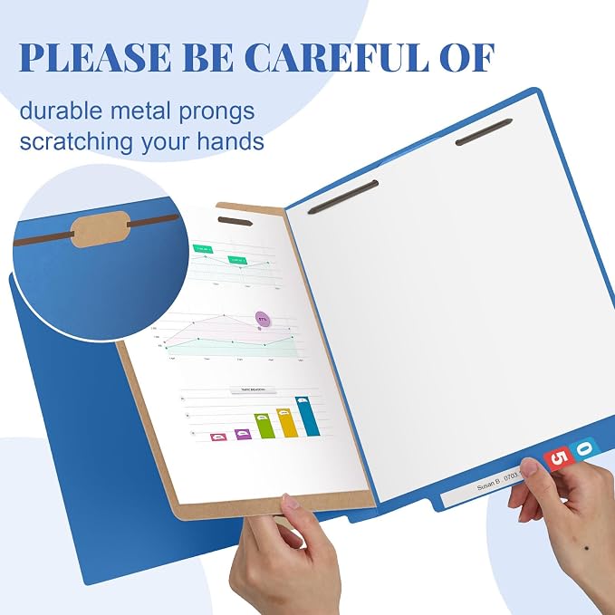 Skyygemm 24 Pack Classification Folders, Letter Size,1 Dividers,Dark Blue | Pressboard File Folders, 2 Prong Fasteners, 2" Expanding, Manila, End Tab, for Office School Legal Records Medical - Image 4