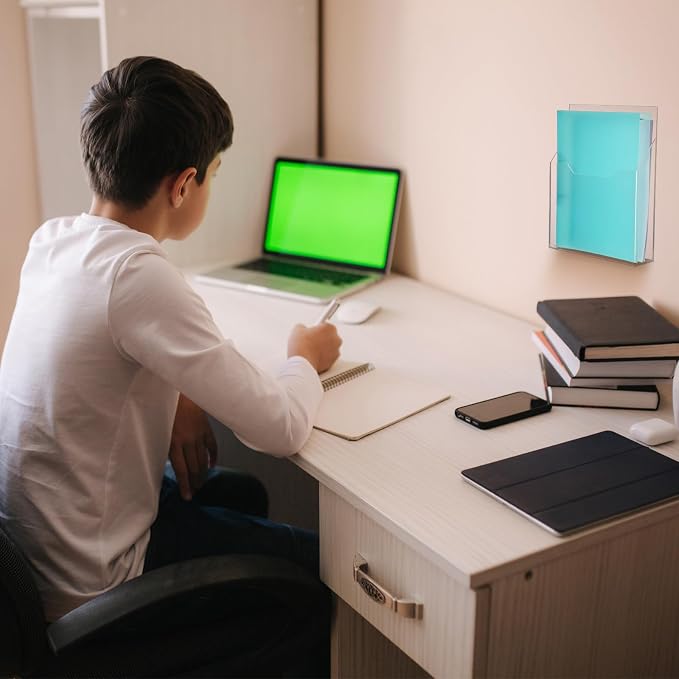 Feifeiya 1 Pack 12.6"x9.5"x2.4" Clear Acrylic Wall File Holder Organizer Wall Mount Magazine Document Brochure Mail Pocket Durable File Storage with 3 Colors Screw Cap for Office Home Waiting Room Use - Image 6