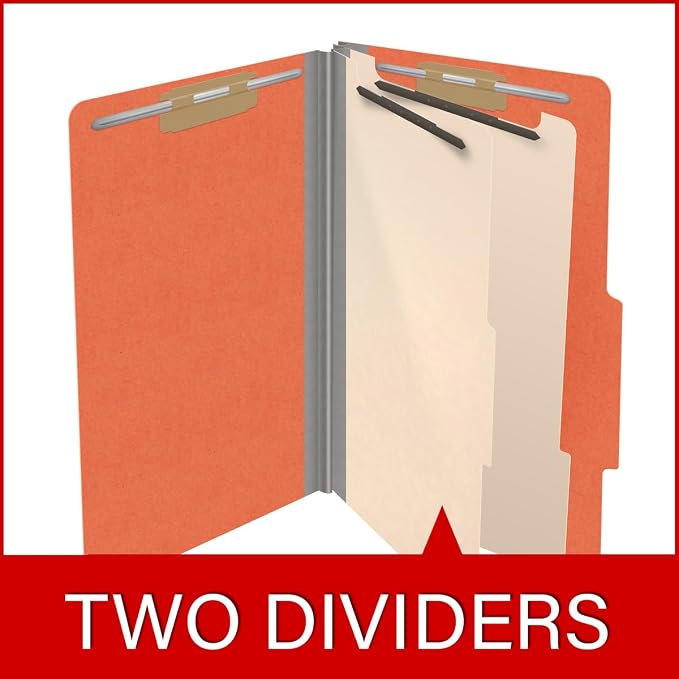 18 pt Heavy Duty Top Tab Color Folders, 2/5 Cut ROC Top Tab, Legal Size, 2 Dividers, Orange (Box of 10) - Image 8