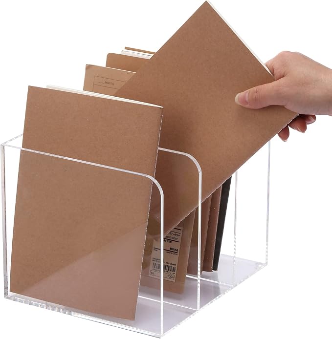 Magazine Holder, Clear Acrylic Magazine Rack, File Organizer for Office Desk, Book Organizer,-One-Piece-3 Vertical spaces,1 pack (B5)…… - Image 9