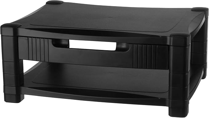 Kantek Two-Level Monitor Stand, 17" X 13.25" X 3.5" To 7", Black, Supports 50 Lbs by Kantek