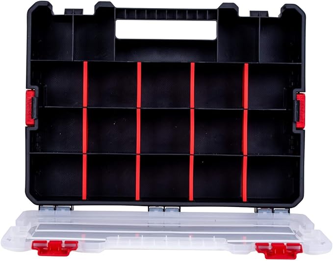 2-Pack Small Parts Organizer Box – Stackable Hardware Storage Organizer Case with 20 Compartments & Dividers – Screw, Nut, Bolt, Drill Bit Organizer for Garage, Workshop, Crafts - Image 6