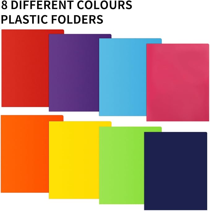 EOOUT 32pcs Plastic Folders with Pockets, Heavy Duty Folders with 4 Pockets for Office and School, Letter Size, 8 Assorted Colors - Image 5