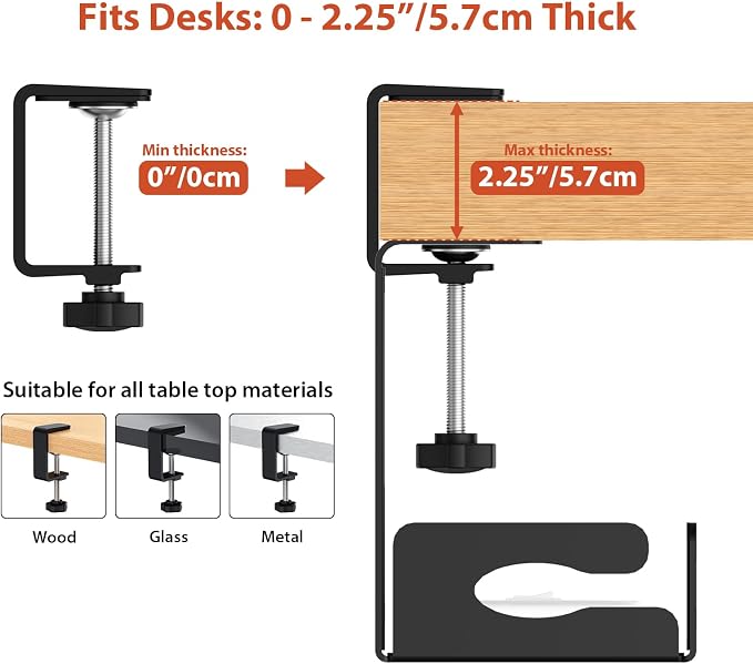 Univivi Under Desk Cable Management Tray, Cable Management, 48 inch, Black | Durable Steel, Cable Management with No-Drill C-Clamp and Screw Mount, Effortless Wire Management for Office/Home - Image 7