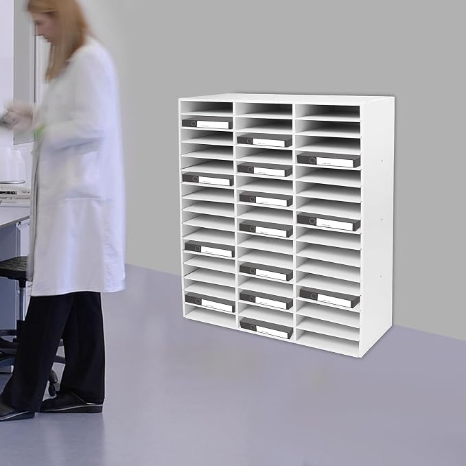 48 Slot Mail Sorter Organizer White File Organizer with Removable Shelves | 48 Individual Compartments, Top Storage Platform, Anti-slip Bottom Pads, 110 Lbs Load Capacity, Easy Assembly With Gloves - Image 4