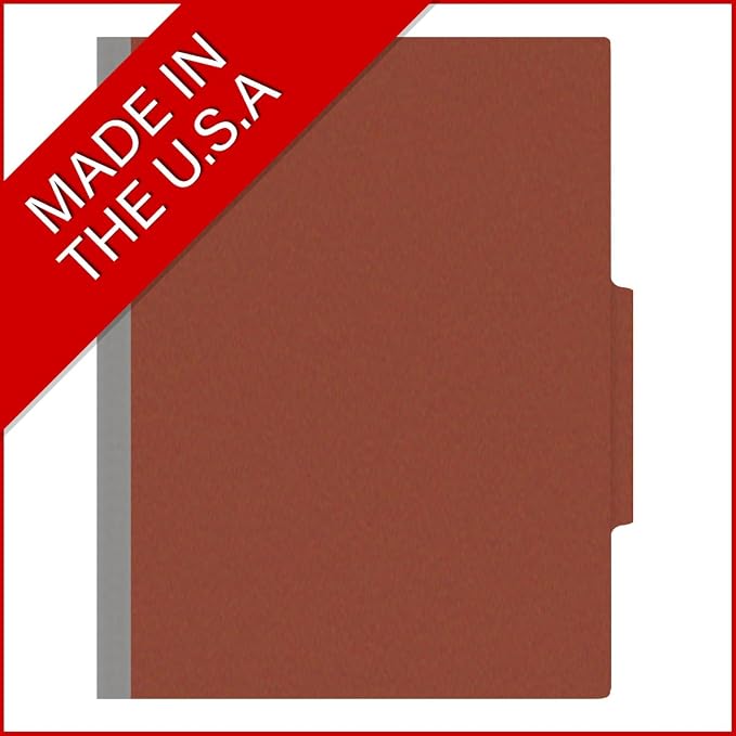 25 Pt. Pressboard Classification Folders, 2/5 Cut ROC Top Tab, Letter Size, 1 Divider, Brick Red (Box of 10) - Image 5