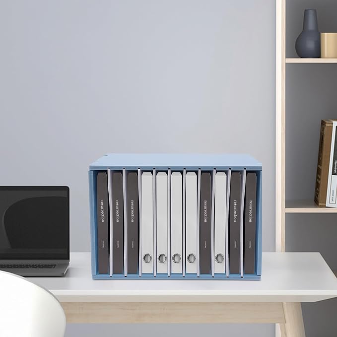 Paper File Organizer for Desk Classroom, Desktop Paper File Sorter 11 Compartment Paper File Storage Organizer for Home Office School (Blue) - Image 4