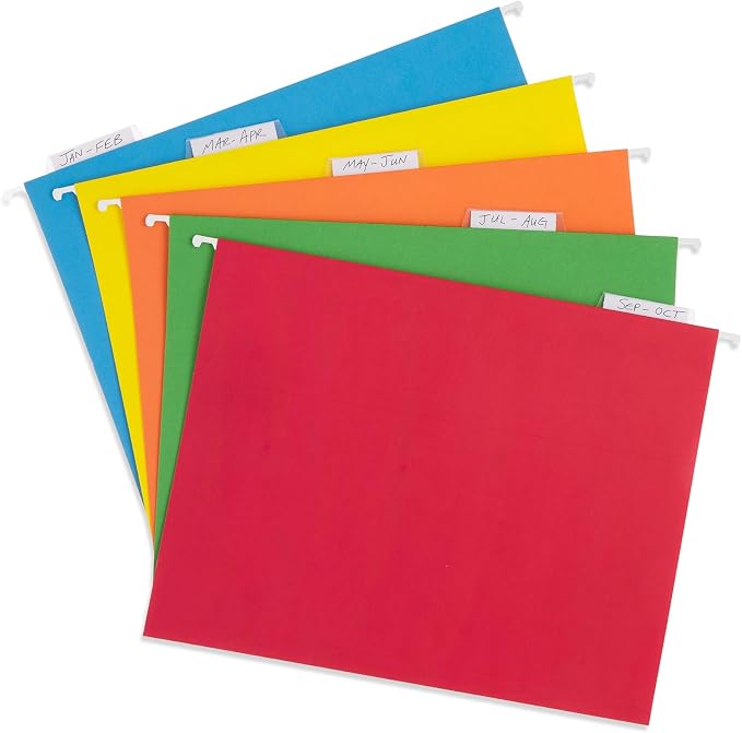 Blue Summit Supplies 75 Hanging File Folders, Letter Size, Assorted Colors | Durable 11pt paper, 1/5 cut tabs, 11.75 x 9.25 in, medical charts, office and home filing - Image 6
