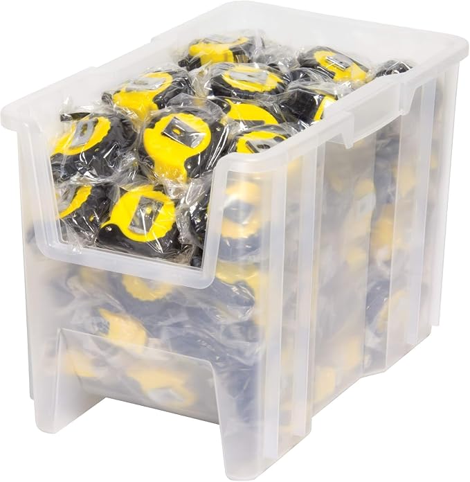 Akro-Mils 13014 Stak-N-Store Stackable Storage Bins, Heavy Duty Garage Storage Containers, Open Front Plastic Organizer for Tools, Shelves, Closet Organizer, 17-/12" x 11" x 12-1/2", Clear, 4-Pack - Image 5