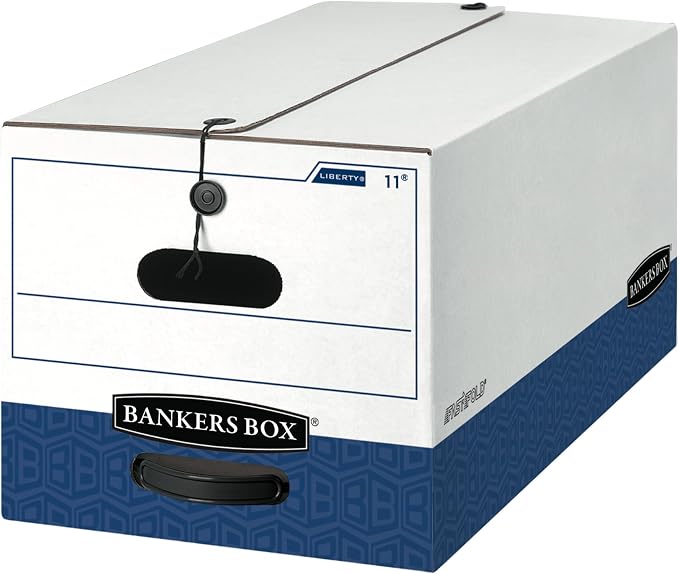 Bankers Box 12-Pack String & Button Heavy-Duty File Box, Letter, FastFold | Protect critical records with string-and-button security, FastFold setup, and heavy-duty stacking strength. by BankersBox