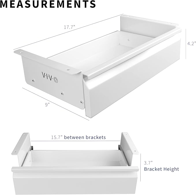 VIVO White 16 x 9 inch Under Desk Slide Out Drawer, DESK-AC03A-W | No Shell, Sturdy Steel Design, Under Desk Storage, Workstation Organizer for Home Office, Holds 11 lbs - Image 3