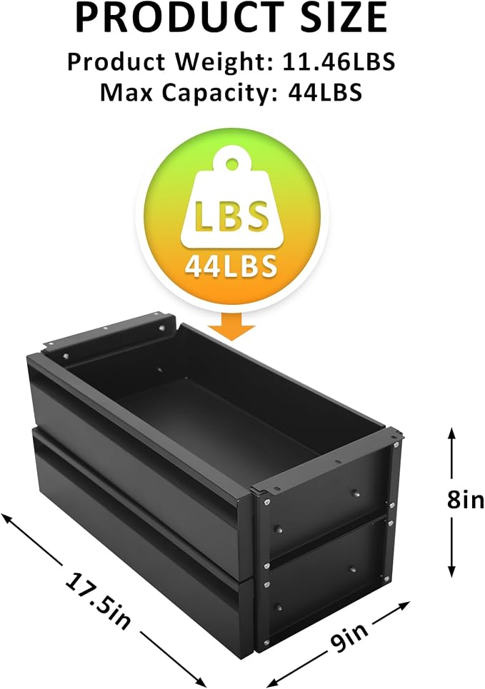 15 inch 2-tier Under Desk Drawer, Adjustable Pull-Out Storage Organizer | Carbon Steel Under Table Drawer with Silent Smooth Slide Rails for Office & Home, Adjustable Height, Each Hold 22 lbs - Image 2
