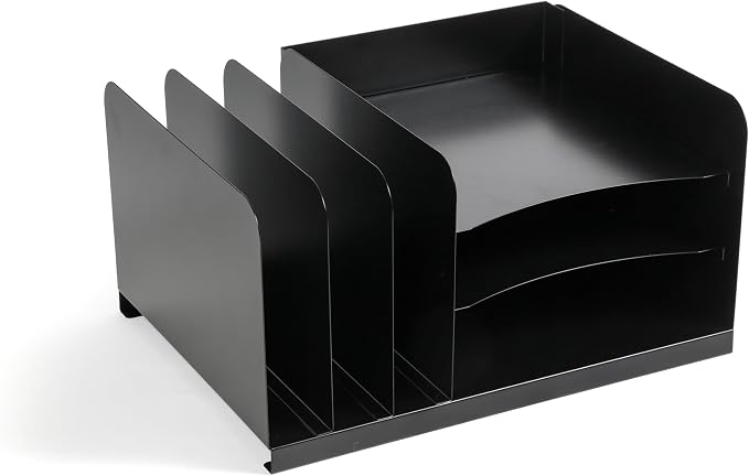 Huron Desktop File Organizer Combo Vert 3 Slot/Horz 3 Slot, Black Commercial Grade Steel - Image 4