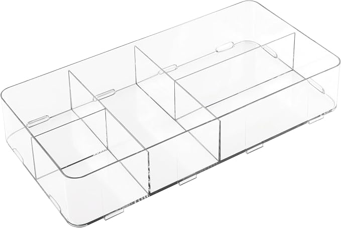 iDesign Interlocking 5-Section Drawer Organizer, Set of 2, Clear | For Kitchen, For Bathroom, For Desk - Image 8