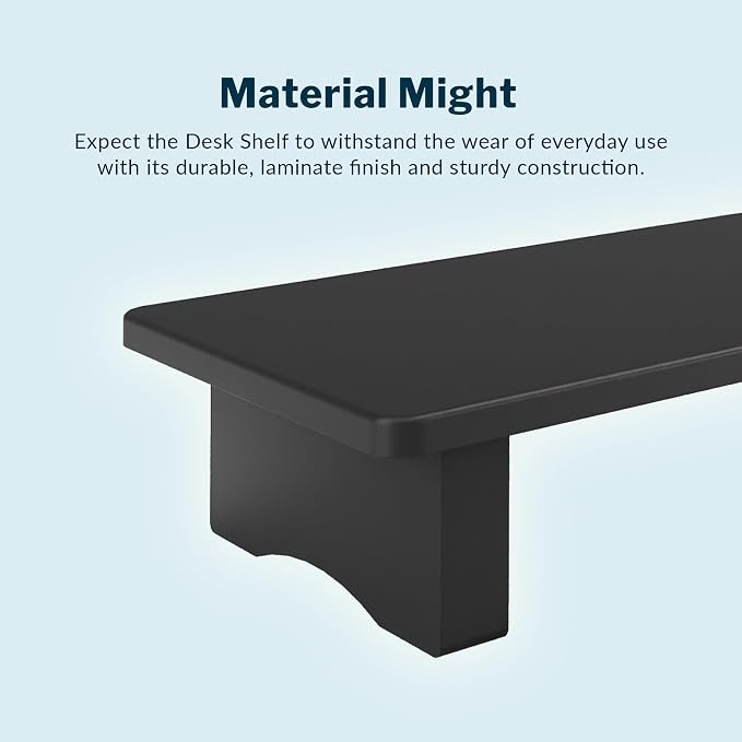 Vari Modern Monitor Riser - Large Dual Monitor Stand - Elevated Desk Shelf for Home Office Organization - Durable and Lightweight - Ideal for Computer and Gaming Setup - Black, 40”x10”x4” - Image 7