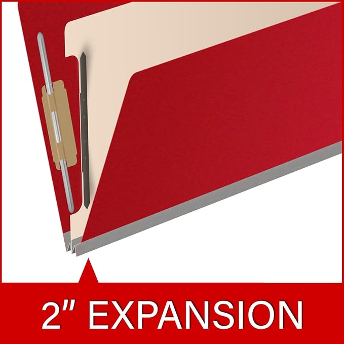 25 Pt. Pressboard Classification Folders, 2/5 Cut ROC Top Tab, Legal Size, 1 Divider, Deep Red (Box of 10) - Image 7