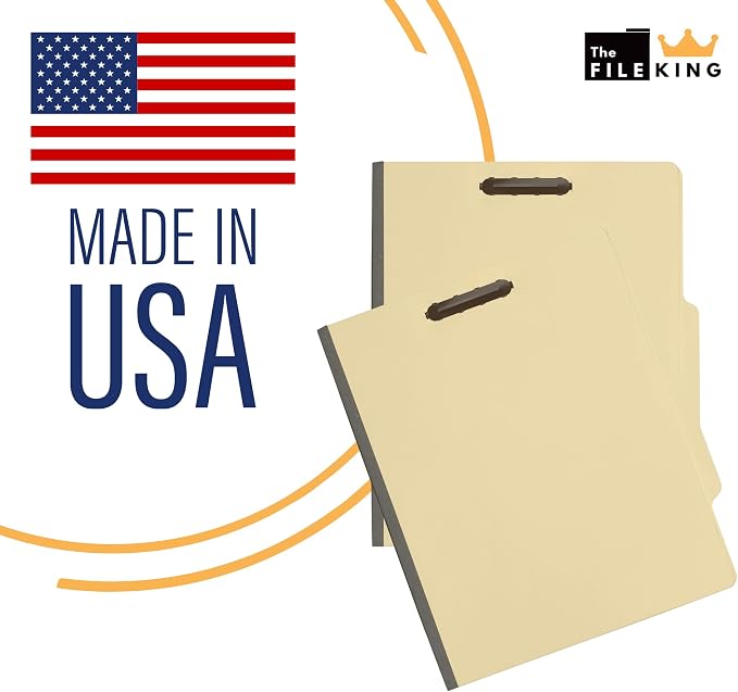 The File King Two Divider Manila Classification File Folder - Letter Size | 10 Pack | 2/5 ROC Top Tab | 1" Expansion | 2" Fastener Prongs | Made in America - Image 5