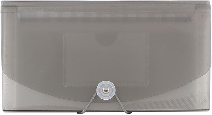 JAM PAPER Accordion Folders - 13 Pocket Plastic Expanding File - Check Size - 5 x 10 1/2 - Smoke Grey - 2/Pack - Image 3