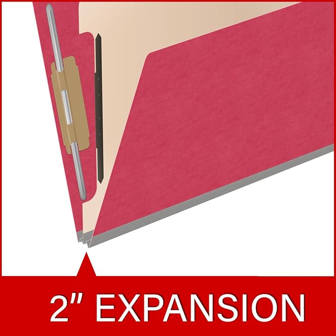 Ecom Folders Heavy Duty Top Tab Classification Folders | Letter Size 18 Pt Stock with 1 Divider | 2/5 Cut Right Position Tab for Medical, Legal and Office Documents | Red, Box of 10 - Image 7