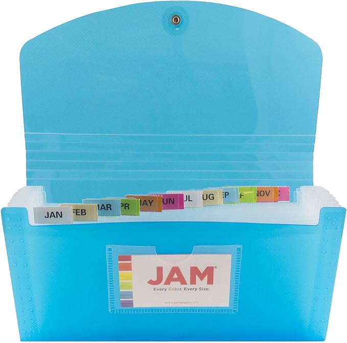 JAM PAPER Accordion Folders - 13 Pocket Plastic Expanding File - Check Size - 5 x 10 1/2 - Blue - 2/Pack - Image 4