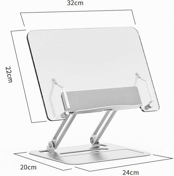 Adjustable Desktop Book Stand, Aluminum Reading Document Holder with Foldable Base, Book Holder, Foldable Desktop Riser for Laptop, Recipe, Textbook (Rose) - Image 2