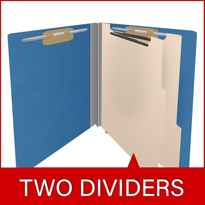 25 Pt. Pressboard Classification Folders, Full Cut End Tab, Letter Size, 2 Dividers, Royal Blue (Box of 10) - Image 8