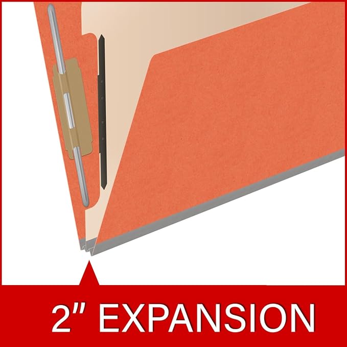 Ecom Folders Heavy Duty Top Tab Classification Folders | Letter Size 18 Pt Stock with 1 Divider | 2/5 Cut Right Position Tab for Medical, Legal and Office Documents | Orange, Box of 10 - Image 7