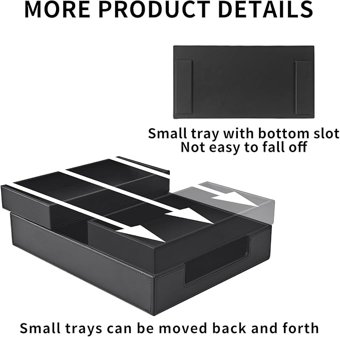 4 Pack Leather Office Supplies/Desk Organizer for Letter Paper Tray,Sticky Note Holder,Pen Cup,Stackable Small Letter Mail Sorter Tray,Workspace Decor for Women Men (Black, 4-piece set) - Image 3
