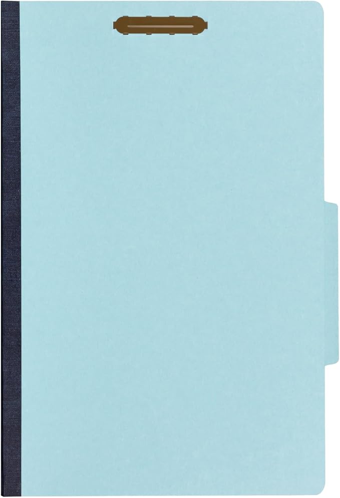 The File King Three Divider Pressboard Classification Pale Blue File Folder - Legal Size | Box of 10 | 2/5 ROC Top Tab | 3” Expansion | Six 2-Inch Fastener Prongs | USA Made by TheFileKing