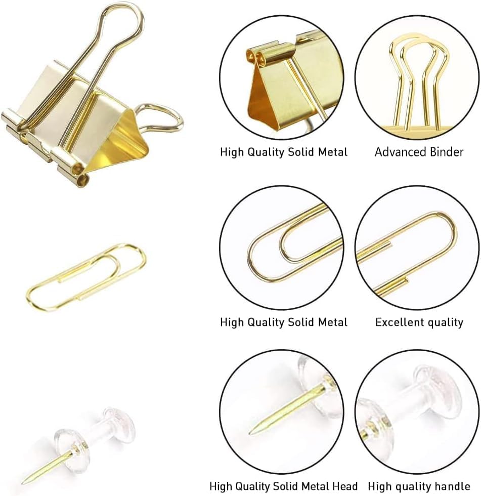 Paper Clips Binder Push Pin Set, Assorted Sized Binder Clips - Image 7