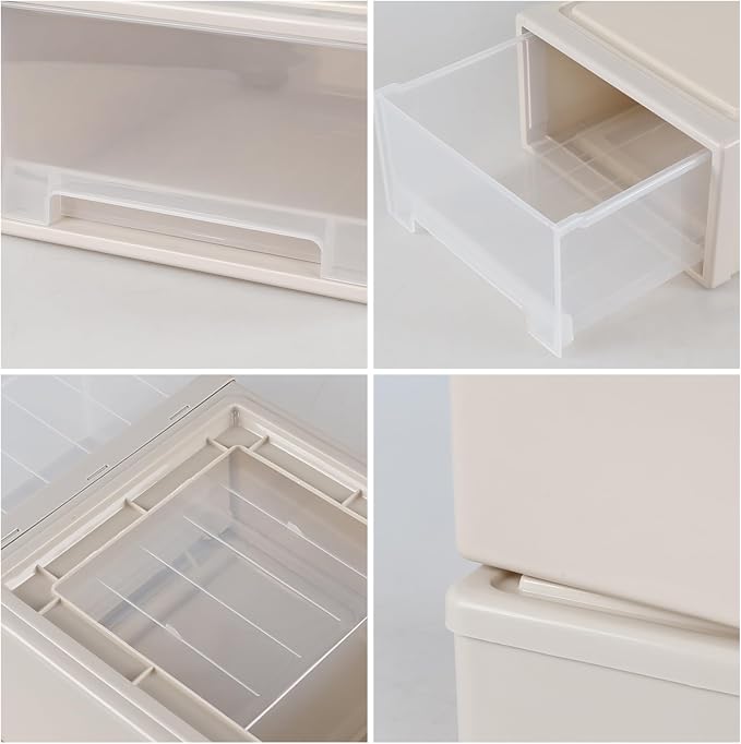 Sadstory 18 Quart Large Plastic Stacking Storage Drawers Units, 4 Packs | Stackable Plastic Drawer Organization, Detachable, Assembly-free - Image 5
