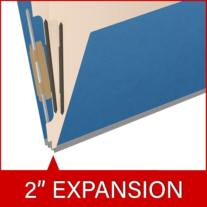 25 Pt. Pressboard Classification Folders, 2/5 Cut ROC Top Tab, Letter Size, 2 Dividers, Royal Blue (Box of 10) - Image 7
